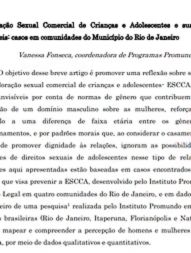 ​Exploração Sexual Comercial de Crianças e Adolescentes e suas faces invisíveis casos em comunidades do Município do Rio de Janeiro