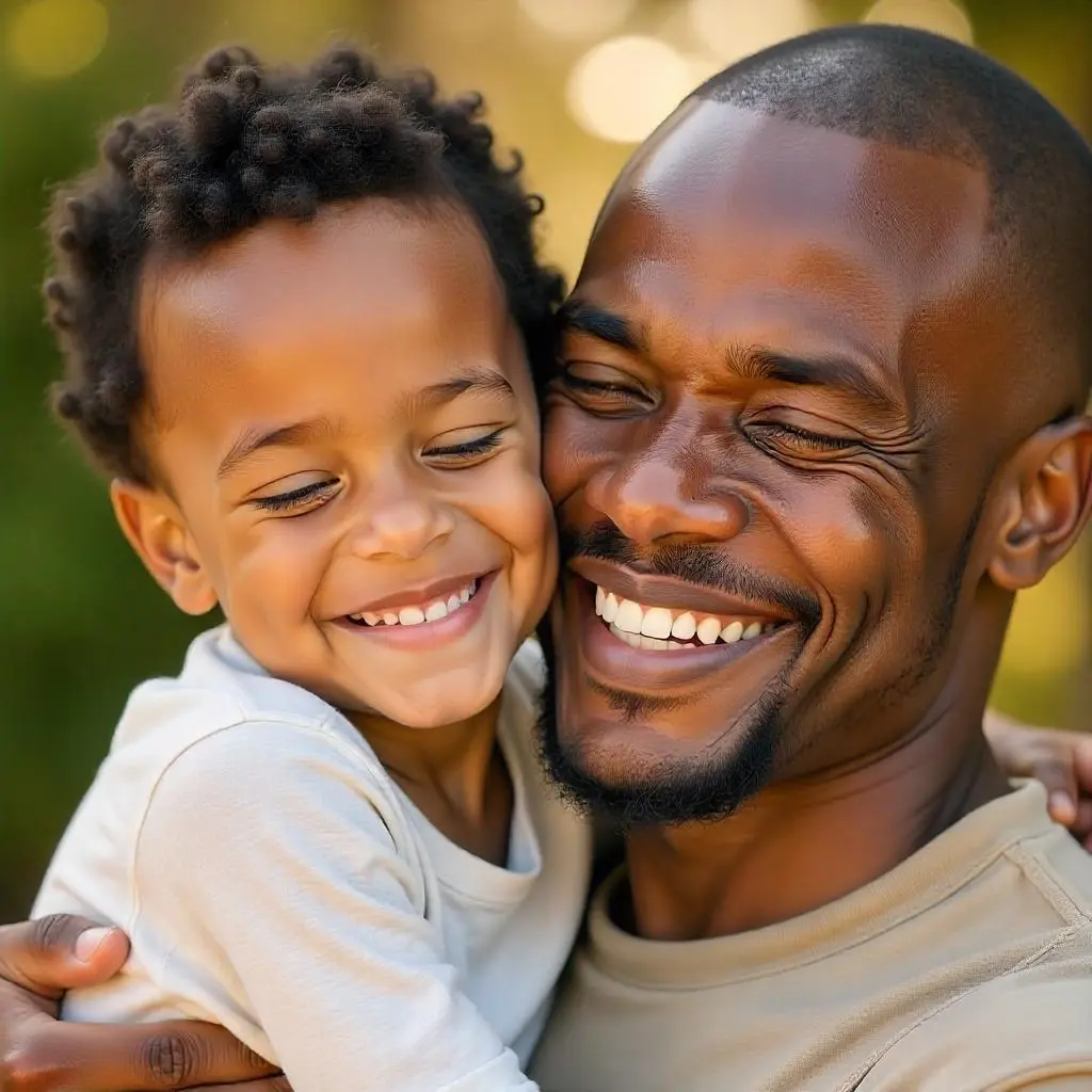 Freepik  an african father 35 years old hugging his son 6 y  89344